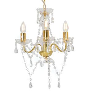 vidaXL Lustre avec perles Dor&eacute; Rond 3 x E14