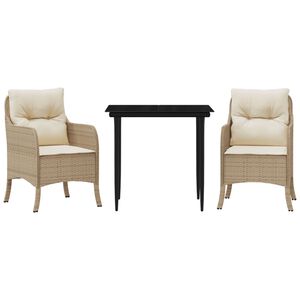 vidaXL Ensemble &agrave; manger de jardin avec coussins 5pcs Beige poly rotin