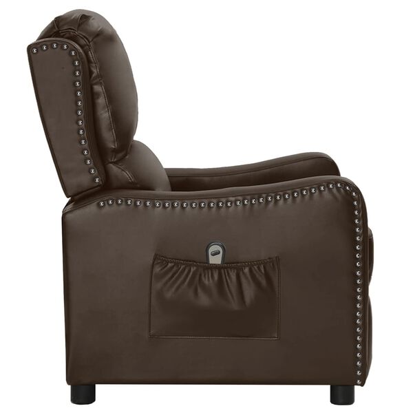 vidaXL Fauteuil inclinable &eacute;lectrique Marron Similicuir brillant