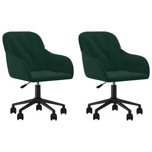 vidaXL Chaises pivotantes &agrave; manger lot de 2 Vert fonc&eacute; Velours