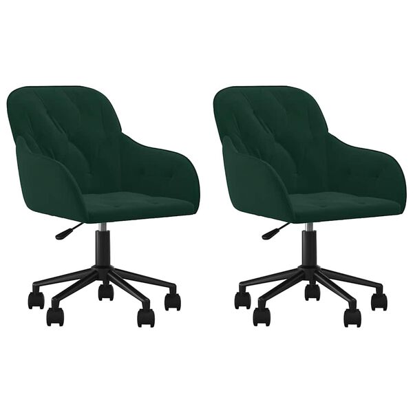 vidaXL Chaises pivotantes &agrave; manger lot de 2 Vert fonc&eacute; Velours