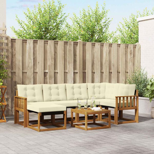 vidaXL Ensemble de canap&eacute;s d'ext&eacute;rieur 7 pcs Naturel et Cr&egrave;me