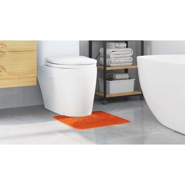 vidaXL Tapis de bain antid&eacute;rapant avec d&eacute;coupe pour toilette Orange