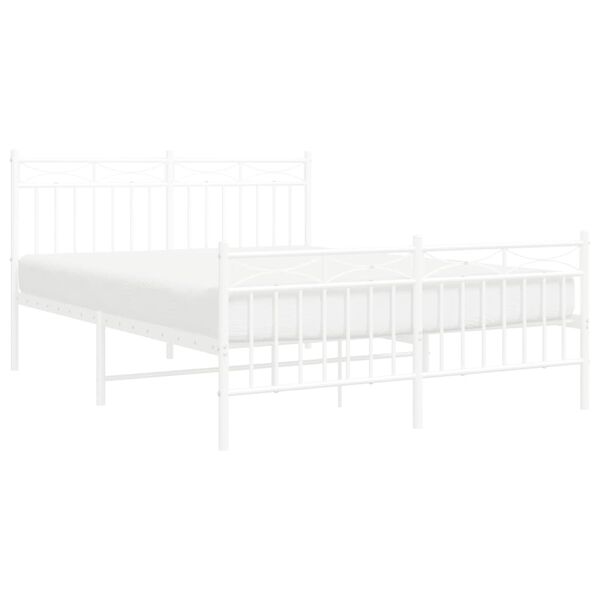 vidaXL Cadre de lit m&eacute;tal sans matelas et pied de lit blanc 140x200 cm