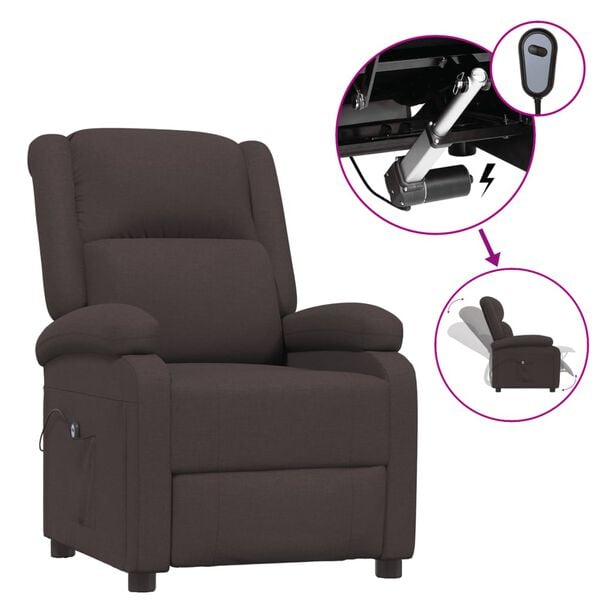 vidaXL Fauteuil inclinable &eacute;lectrique Marron fonc&eacute; Tissu