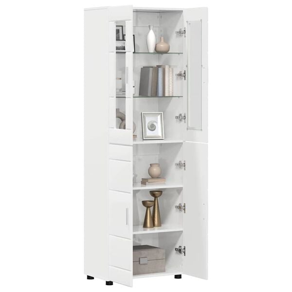 vidaXL Haut Armoire avec porte FLORIN Blanc brillant 60 x 35 x 182 cm