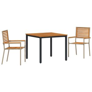 vidaXL Ensemble de salle &agrave; manger pour jardin 3 pcs Beige et Marron