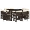 vidaXL Ensemble &agrave; manger de jardin et coussins 9 pcs marron poly rotin