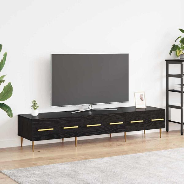 vidaXL Meuble TV Ch&ecirc;ne noir 150 x 36 x 30 cm Bois d'ing&eacute;nierie