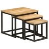 vidaXL Tables basses gigognes 3 pcs bois massif de manguier et fer