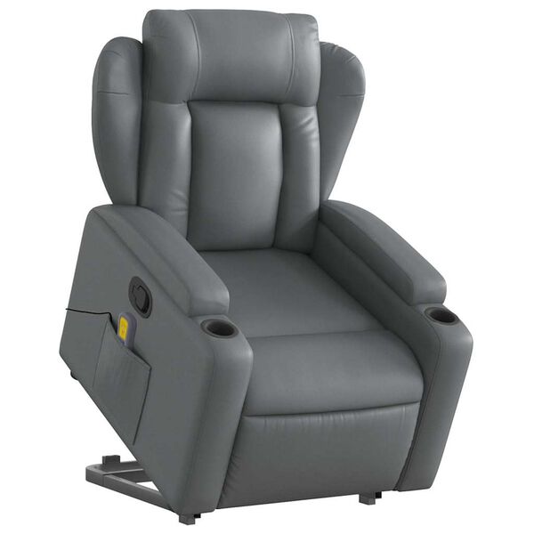 vidaXL Fauteuil inclinable de massage Gris Similicuir