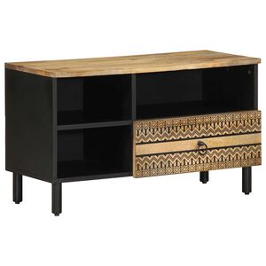 vidaXL Meuble TV noir 80x33,5x46 cm bois massif manguier brut