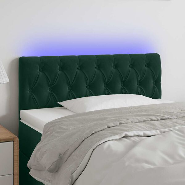vidaXL T&ecirc;te de lit &agrave; LED Vert fonc&eacute; 90x7x78/88 cm Velours