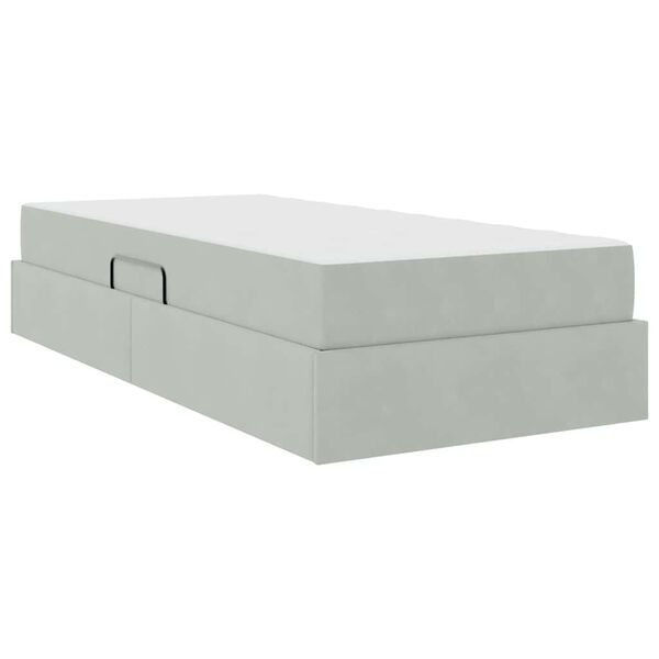 vidaXL Lit avec rangement et matelas Gris clair 100 x 200 cm Velours