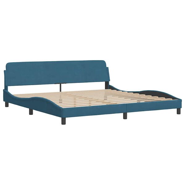 vidaXL Cadre de lit sans matelas Hanko bleu 200x200 cm velours