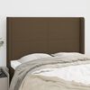 vidaXL T&ecirc;te de lit avec oreilles Marron fonc&eacute; 147x16x118/128 cm Tissu