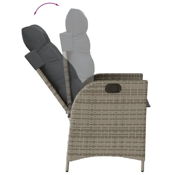 vidaXL Ensemble &agrave; manger de jardin et coussins 7 pcs gris rotin