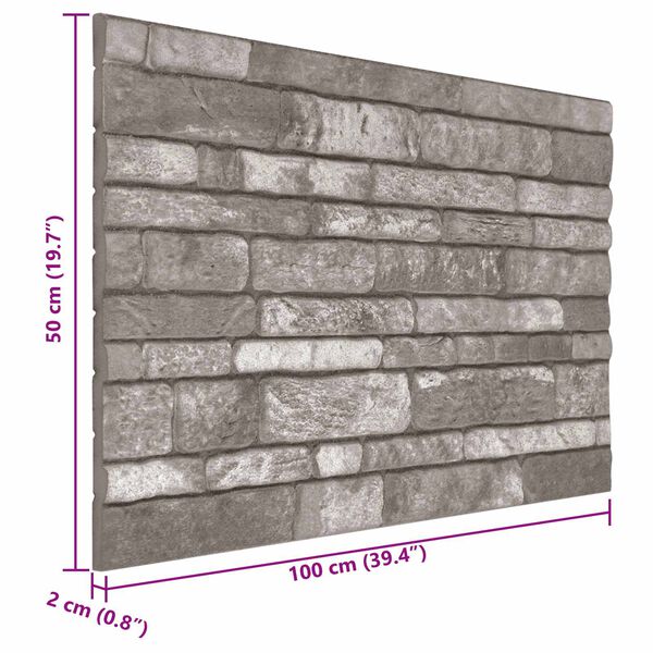 vidaXL Panneaux muraux 10 pcs Gris fonc&eacute; 100 x 50 cm Mousse EPS