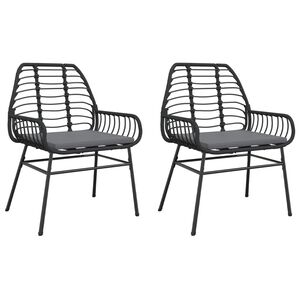 vidaXL Chaises de jardin lot de 2 avec coussins noir r&eacute;sine tress&eacute;e