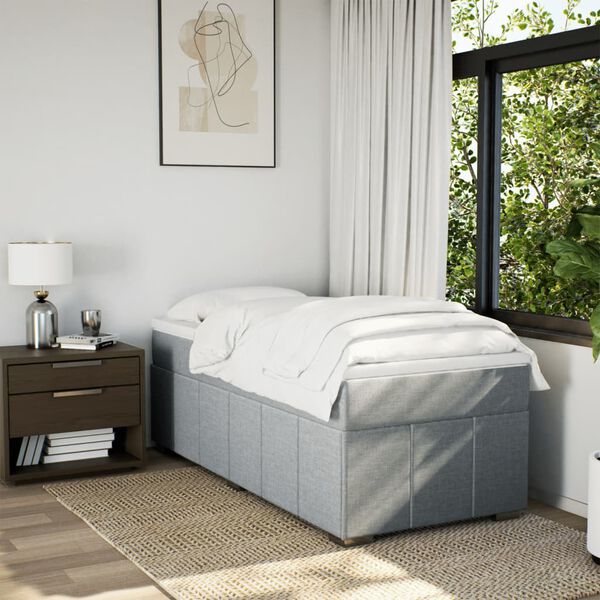 vidaXL Sommier &agrave; lattes de lit avec matelas gris clair 80x200 cm tissu