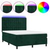 vidaXL Sommier &agrave; lattes de lit matelas et LED Vert fonc&eacute; 140x190 cm