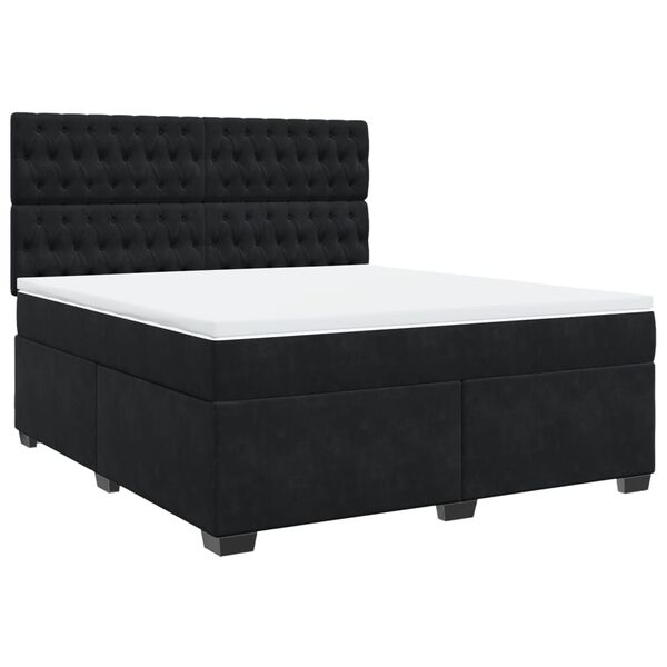 vidaXL Sommier &agrave; lattes de lit avec matelas Noir 180x200 cm Velours