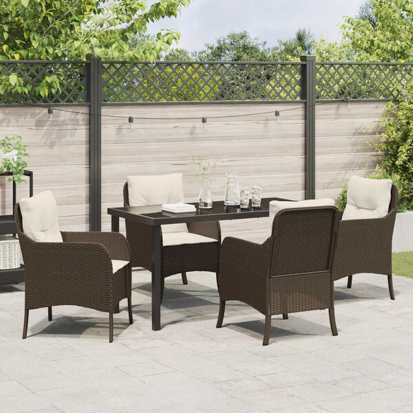 vidaXL Ensemble de salle &agrave; manger pour jardin 5 pcs Marron polyrotin