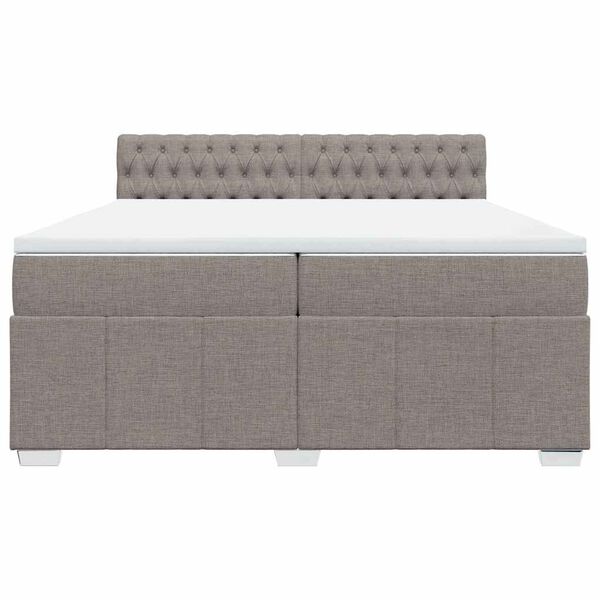 vidaXL Sommier &agrave; lattes de lit avec matelas Taupe 200x200 cm Tissu