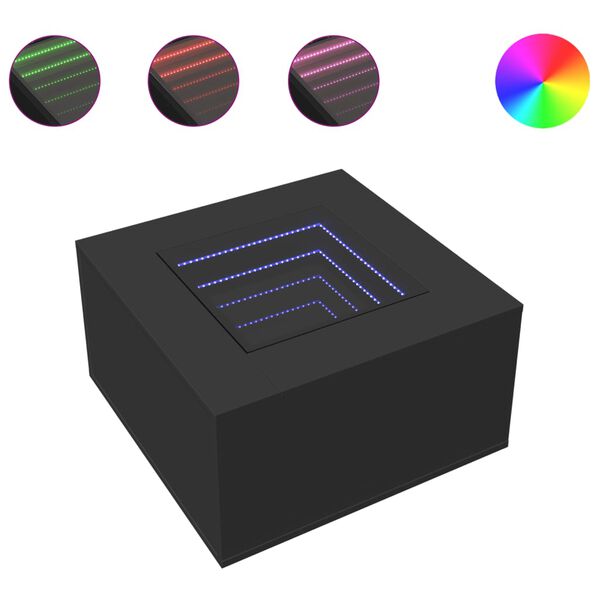 vidaXL Table basse avec LED noir 60x60x40 cm bois d'ing&eacute;nierie