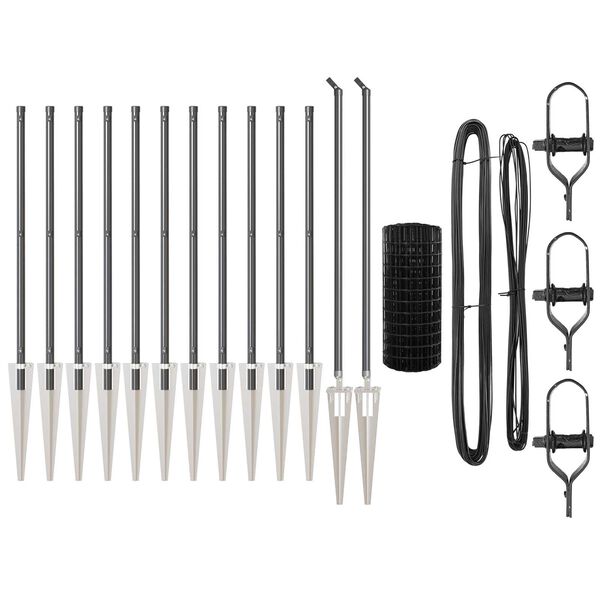 vidaXL Clôture avec poteau Gris 0,4 x 25 m Acier et PVC