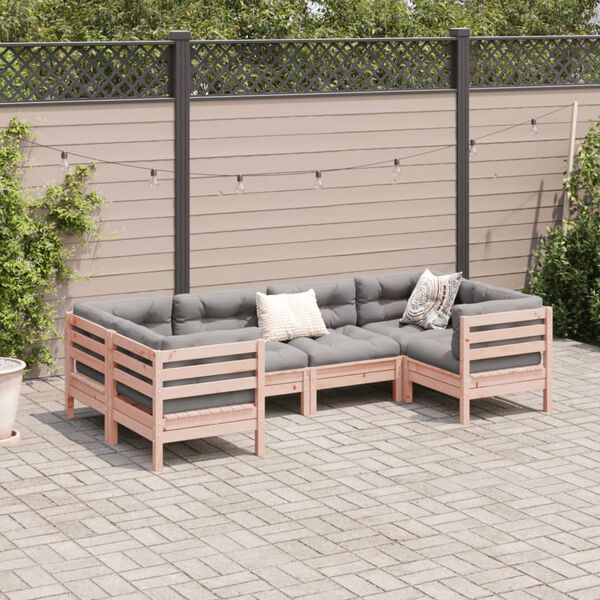vidaXL Salon de jardin 6 pcs et coussins bois massif sapin de douglas