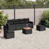 vidaXL Salon de jardin 7 pcs avec coussins noir r&eacute;sine tress&eacute;e
