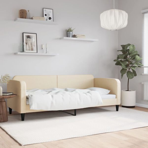 vidaXL Lit de repos sans matelas cr&egrave;me 80x200 cm tissu