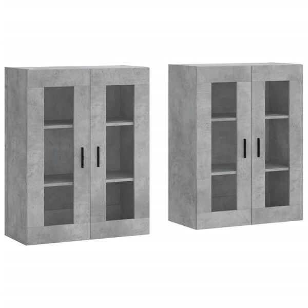 vidaXL Armoires murales 2 pcs gris b&eacute;ton bois d'ing&eacute;nierie