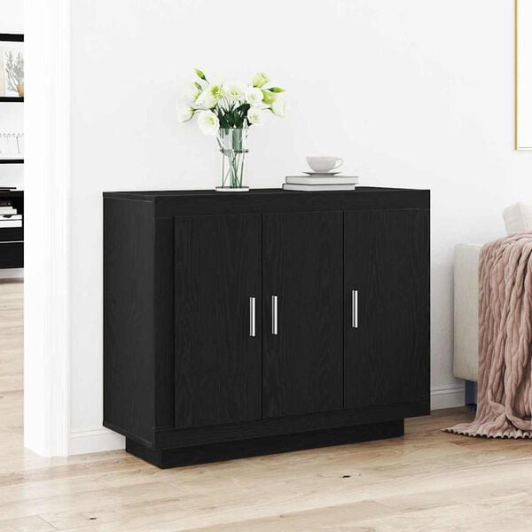 vidaXL Buffet Ch&ecirc;ne noir 92 x 35 x 75 cm Bois d'ing&eacute;nierie
