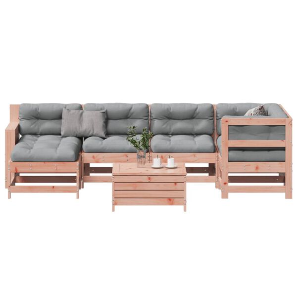 vidaXL Salon de jardin 7 pcs avec coussins bois massif douglas