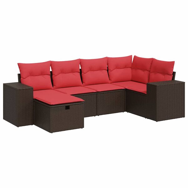 vidaXL Salon de jardin avec coussins 6 pcs marron r&eacute;sine tress&eacute;e