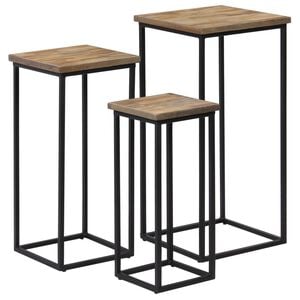 vidaXL Ensemble de tables pour plante 3 pcs Teck recycl&eacute;