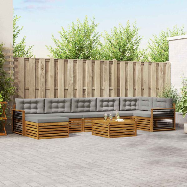 vidaXL Ensembles de canap&eacute;s avec coussin 8 pcs Gris Naturel et Clair