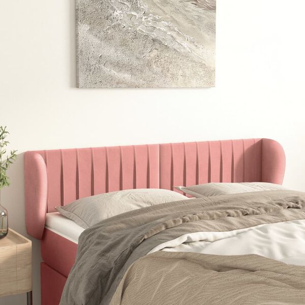 vidaXL T&ecirc;te de lit avec oreilles Rose 147x23x78/88 cm Velours