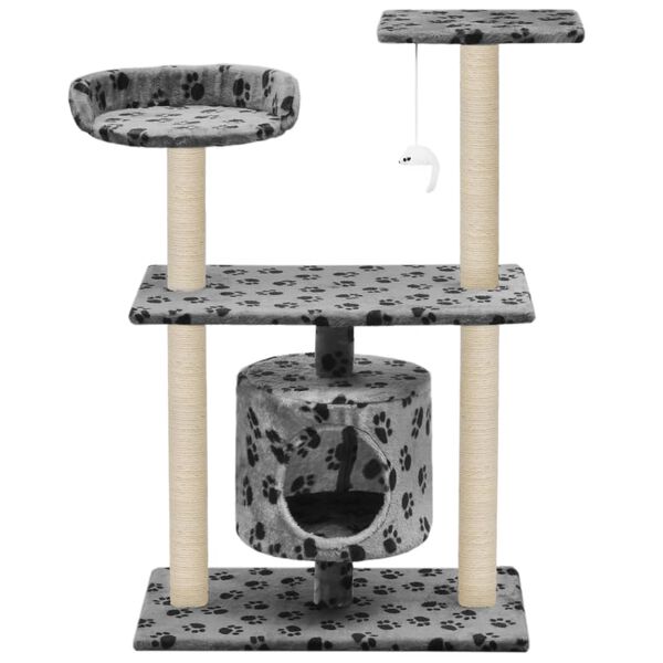 vidaXL Arbre à chat avec griffoir en sisal 95 cm Gris Motif de pattes