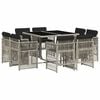 vidaXL Ensemble &agrave; manger de jardin et coussins 9 pcs gris clair rotin