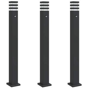 vidaXL Lampadaires d'ext&eacute;rieur avec capteur 3 pcs noir 110cm aluminium