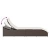 vidaXL Chaise longue pliante coussin rangement marron résine tressée