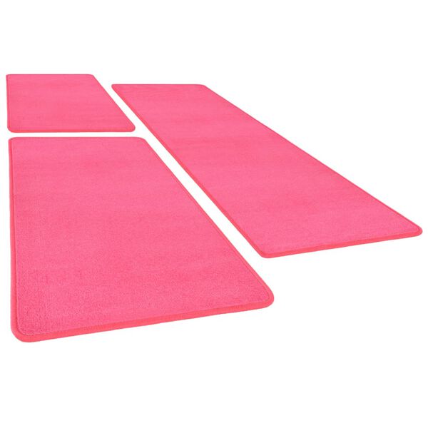 vidaXL Tapis de lit Shaggy Poils longs 3 pcs Rose