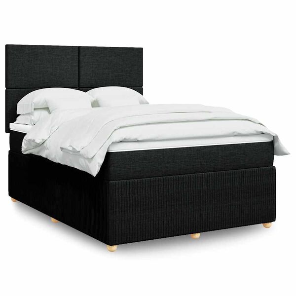 vidaXL Sommier &agrave; lattes de lit avec matelas Noir 160x200 cm Tissu
