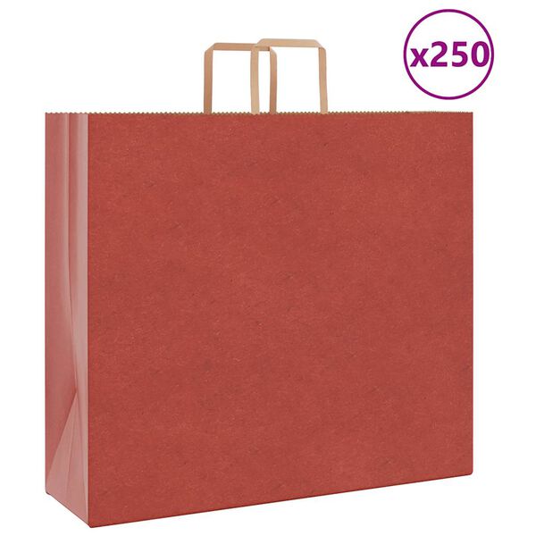 vidaXL Sacs en papier 250 pcs avec poignées rouge 54x15x49 cm