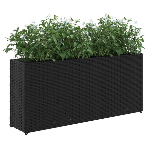 vidaXL Jardini&egrave;res avec 2 pots 2 pcs noir 90x20x40 cm r&eacute;sine tress&eacute;e