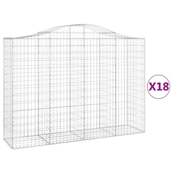vidaXL Paniers à gabions arqués 18 pcs 200x50x140/160 cm Fer galvanisé