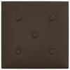 vidaXL T&ecirc;te de lit murale 12 pcs Marron 30 x 30 cm Simili cuir